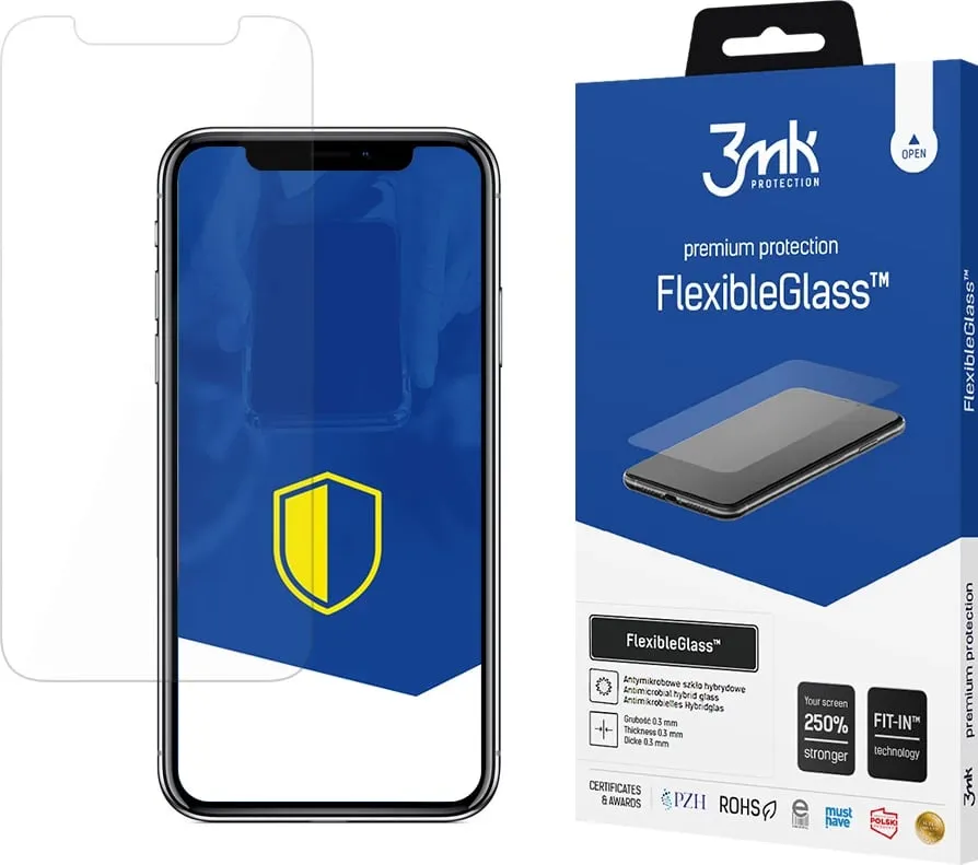 Xham mbrojtës hibrid 3mk FlexibleGlass për iPhone X, Transparent - 1
