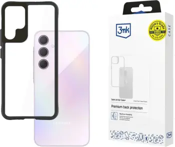 Mbështjellës 3mk Satin Armor Case+ për Samsung Galaxy A35 5G, transparent me kornizë të zezë