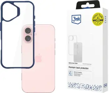 Mbështjellës 3mk Satin Armor Case+ për iPhone 16, Transparent me kornizë kaltër