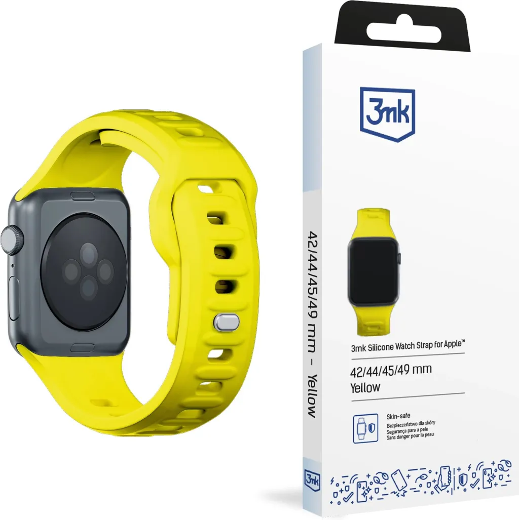 Rrip silikoni për Apple Watch 3mk, 42/44/45/49 mm, e verdhë - 1
