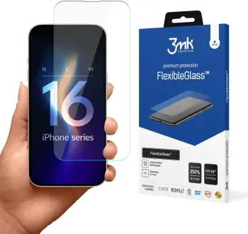Stakll xhami mbrojtës 3MK FlexibleGlass, për iPhone 16, 2.5D, transparent