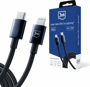 Kabllo USB 3MK Hyper, USB C në Lightning, 1.2 m, e zezë