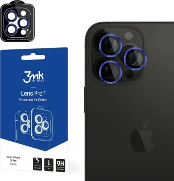 Mbrojtës kamere 3MK Lens Protection Pro për iPhone 15 Pro Max 6.7", xham 9H, blu