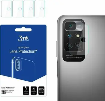 Mbrojtës kamerë 3MK Lens Protect për Xiaomi Redmi 10 2022, xham hibrid 0.2mm, set 4 copë, transparent
