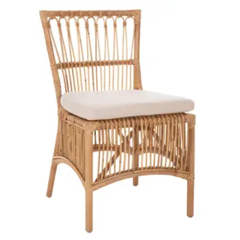 Karrige për ngrënie THALIN FH9834 rattan ngjyrë natyrale-jastëk ngjyrë bardhë 53x58x91Hcm
