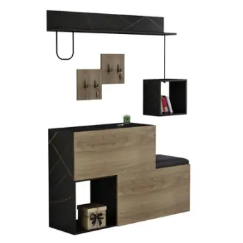 Set mobiljesh për hyrje CERB FH8957.12 melaminë në ngjyrë natyrale-mermer të zi 120x20x72H cm