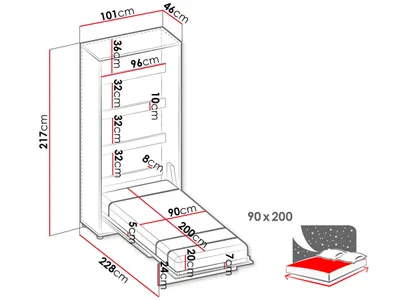 Krevat muri vertikal CONCEPT JUNIOR CJ-02 90x200, bezhë - 6