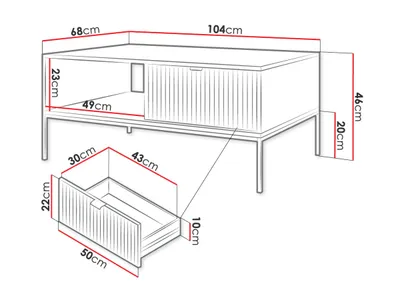 Tavolinë për kafe Mijano Gold ML104 (104 x 46 x 68) - 5