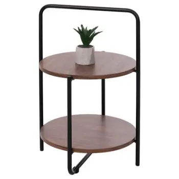 Tavolinë anësore SYLO FH9618.02 MDF ngjyrë arre-kornizë metalike e zezë Φ44x66Hcm