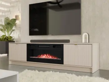 Komodë për TV me kaminë Tireno, bezhë