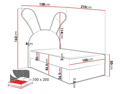 Shtrat kontinental BUNNY LIGHT 100x200 + dyshek, bardhë - 4