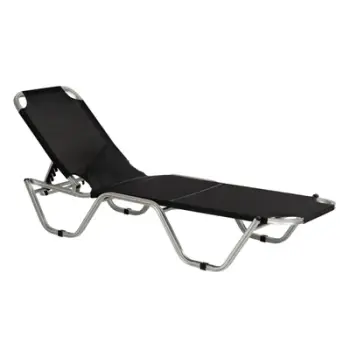 Shezlong profesional për plazh alumini WALDO FH5071.90 i zi 195x53-60x30 cm