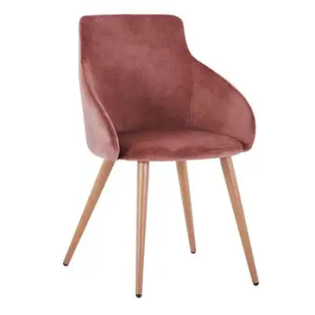 Karrige IVY kadife rozë e zbehtë me këmbë metalike FH8546.02 55x55x80Y cm., set prej 2 copë