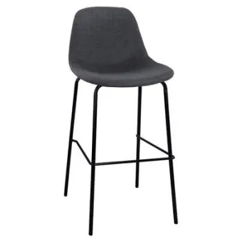 Karrige për bar me kornizë metalike dhe pëlhurë ngjyrë gri 47x50x106cm FH8579.10, set prej 4 copë