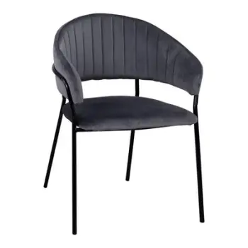 Karrige me krahë Theodore FH8520.01 prej kadifeje gri me kornizë metalike 55x50x82cm, set prej 2 copë
