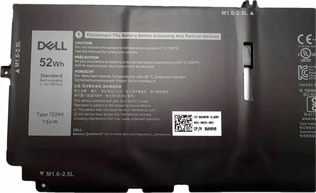 Bateri për laptop Dell, 4C, 52WHr, Li-Ion, e zezë - 3