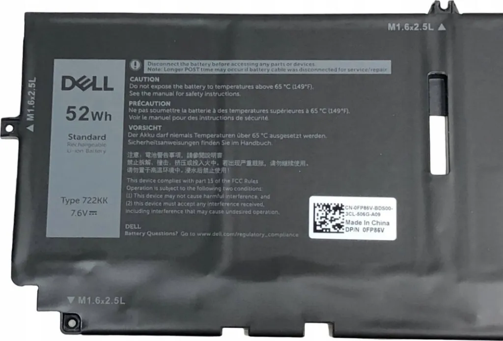 Bateri për laptop Dell, 4C, 52WHr, Li-Ion, e zezë - 4