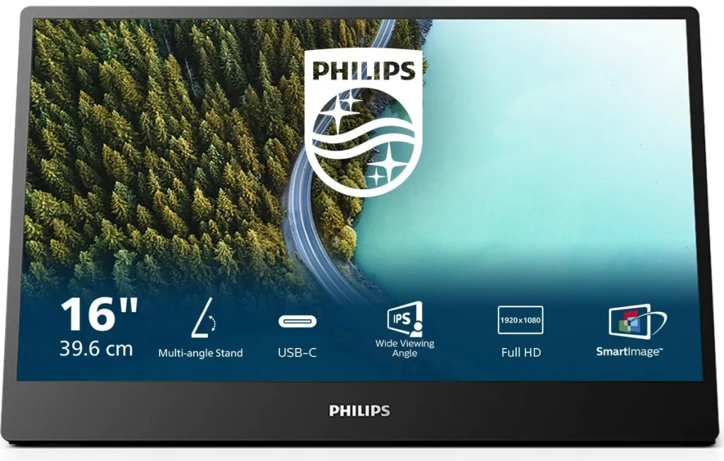 Monitor Philips 3000 series 16B1P3302/00, 15.6", Full HD, LED, e zezë - 2