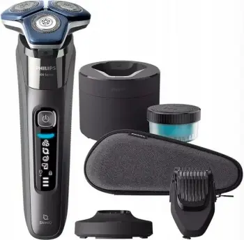 Makinë rroje, Philips, Series 7000 S7887/58, pa kabllo, i lagësht dhe i thatë, ekran LED, me stacion pastrimi, trimmer dhe këllëf, gri