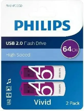 USB stick Philips Vivid Edition 64GB 2-pack, Magic Purple - 1