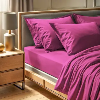 Çarçaf fitted king size, pambuk ranforce, ngjyrë rozë e pluhurosur, L'essentiel, 160x200+30cm