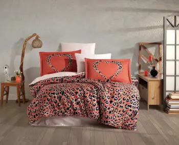 Set mbulesë për jorgan dopio satin L'essentiel, Aura, korale