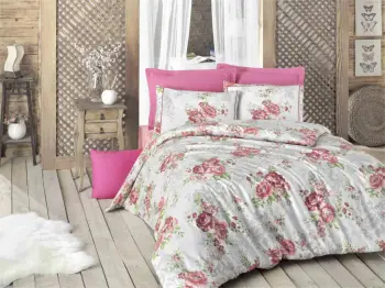 Set mbulesë për jorgan dopio Ranforce, L'essentiel, Shabby - Rose, gri, e kuqe, e gjelbër