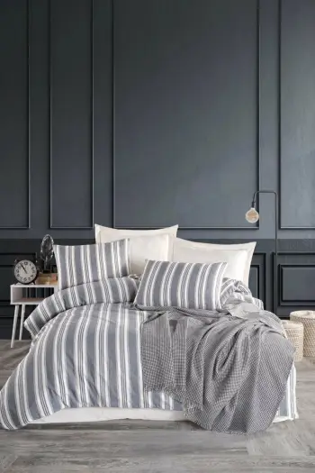 Set mbulesë për jorgan Super King, L'essentiel, Soft Line, ngjyrë navy