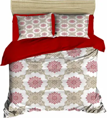 Set mbulesë për jorgan king size, L'essentiel, 442, ngjyrë e kuqe, e bardhë, rozë, bezhë