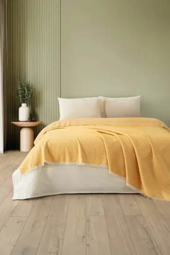 Batanije Double Pique, ngjyrë mustard, L'essentiel, 210x230cm
