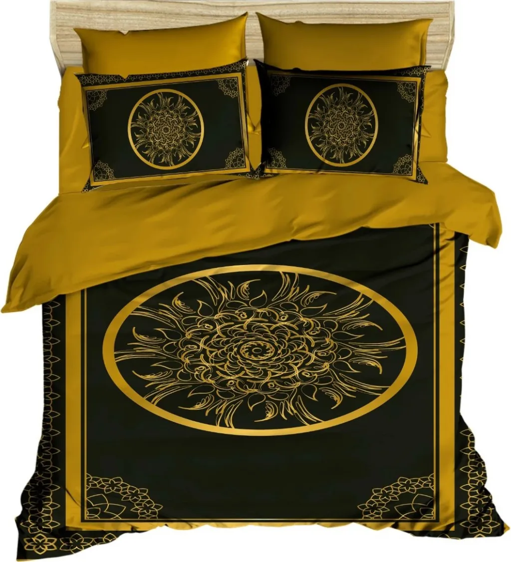Set mbulesë për jorgan king size, ngjyrë e zezë dhe ari, 3D1 - 1