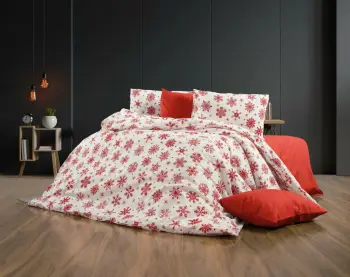 Set mbulesë për dyshek dopio, ngjyrë e bardhë dhe e kuqe, Chr-Coverset-4