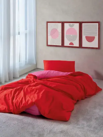 Set mbulesë jorgani për teke, ngjyrë e kuqe dhe fuchsia, L'essentiel
