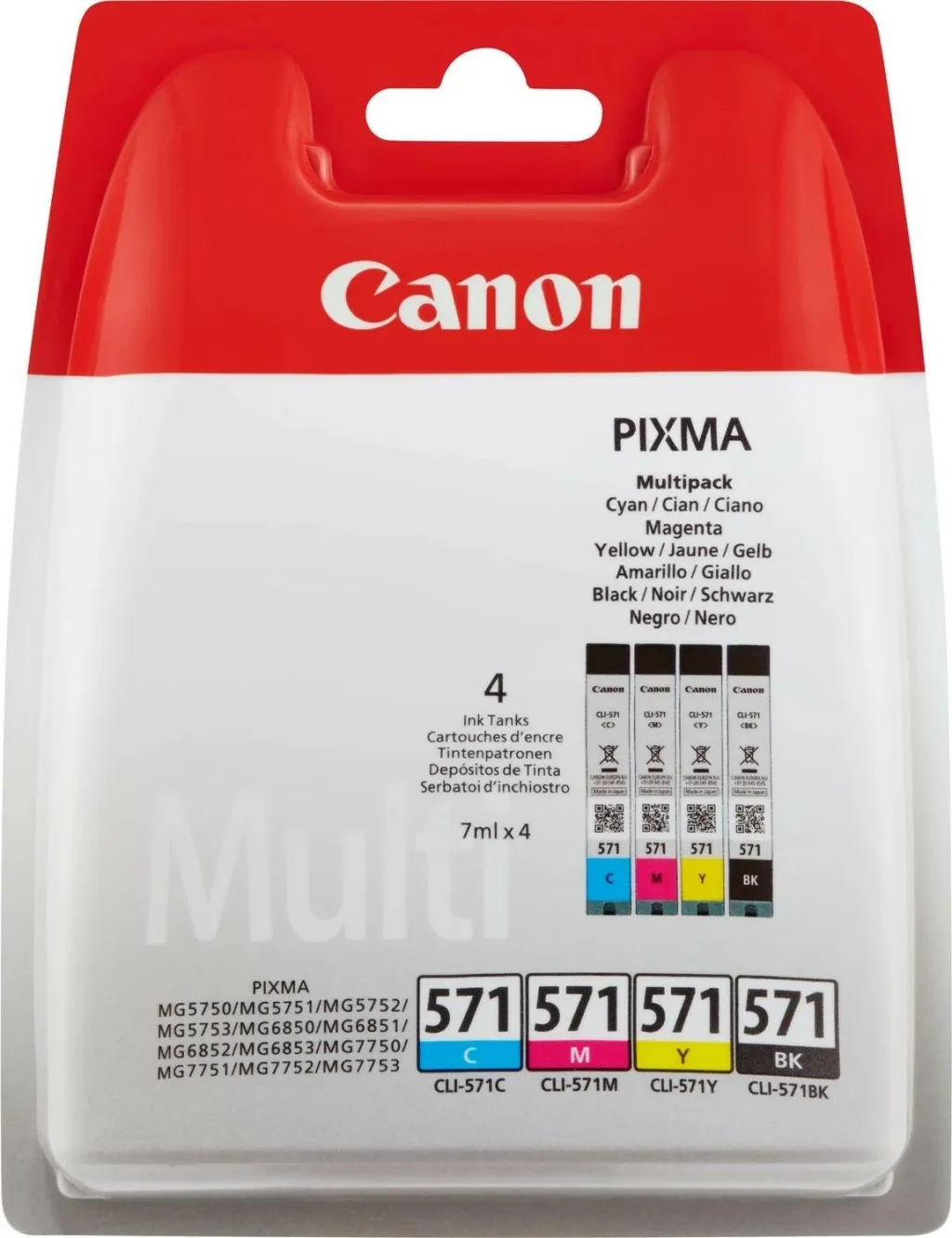 Toner Canon CLI-571 Multipack, 4 ngjyra, 7ml, për PIXMA, Multi - 1
