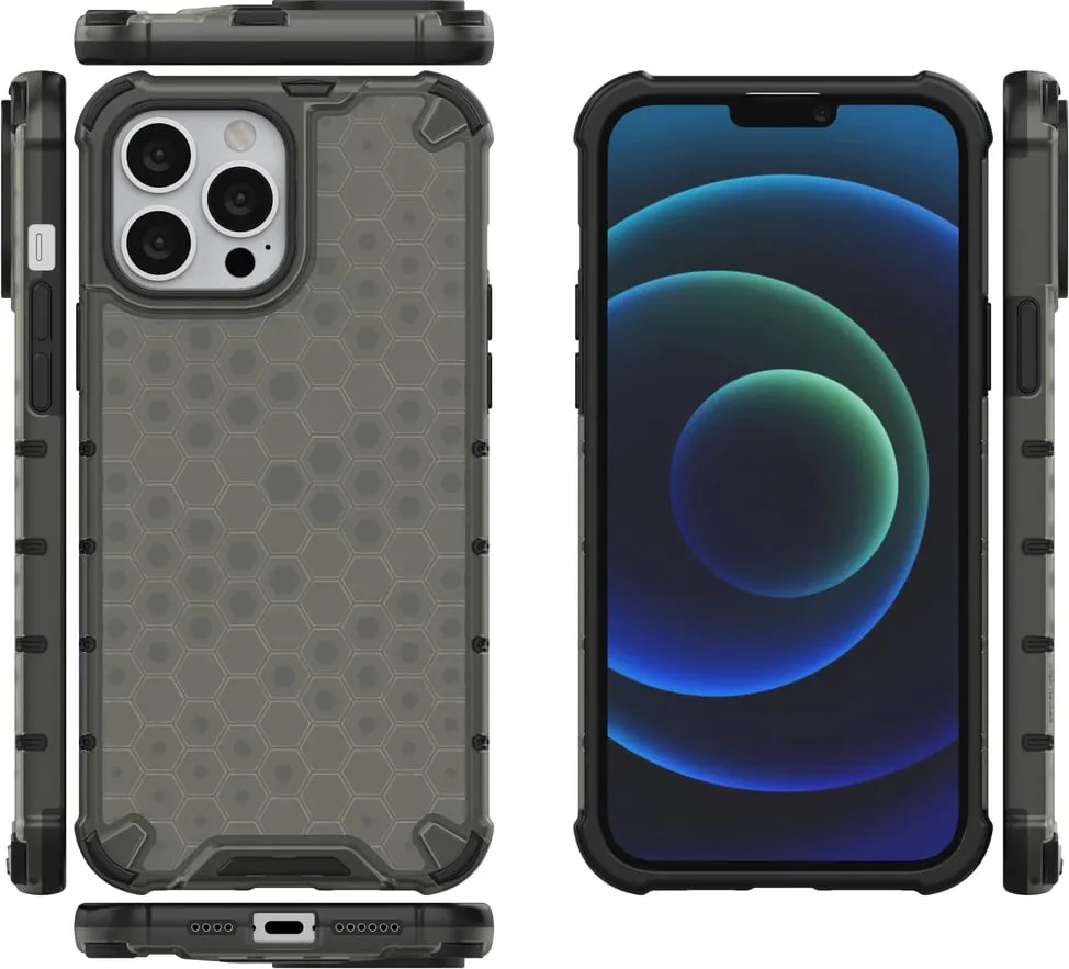 Mbështjellës Hurtel Honeycomb për iPhone 13 Pro Max, i zi - 2