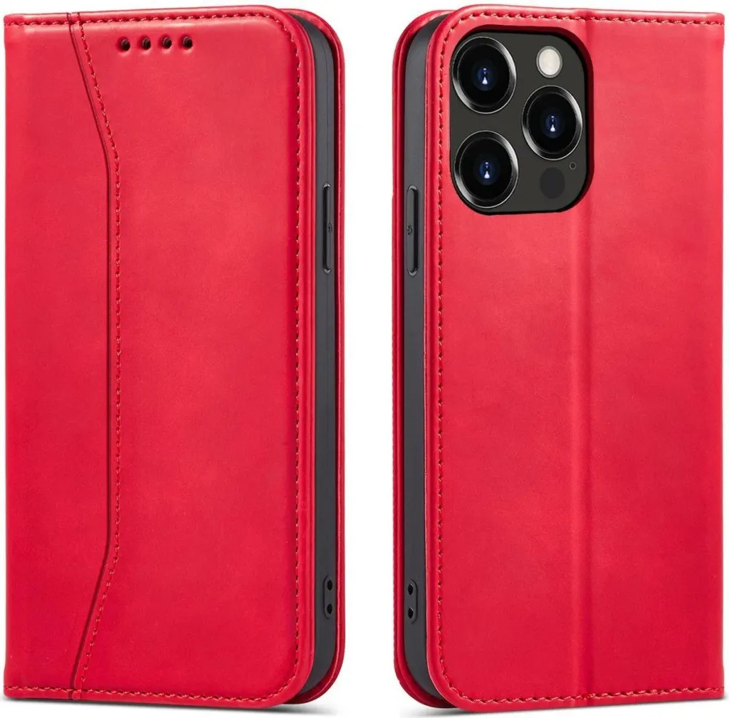 Mbështjellës Hurtel Magnet Fancy Case për iPhone 14 Pro, portofol, qëndrim, e kuqe - 1