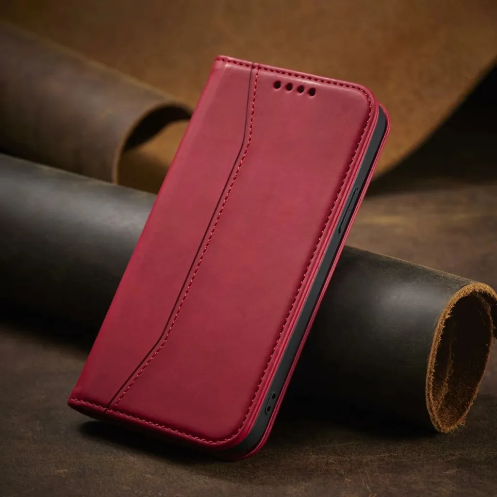 Mbështjellës Hurtel Magnet Fancy Case për iPhone 14 Pro, portofol, qëndrim, e kuqe - 11