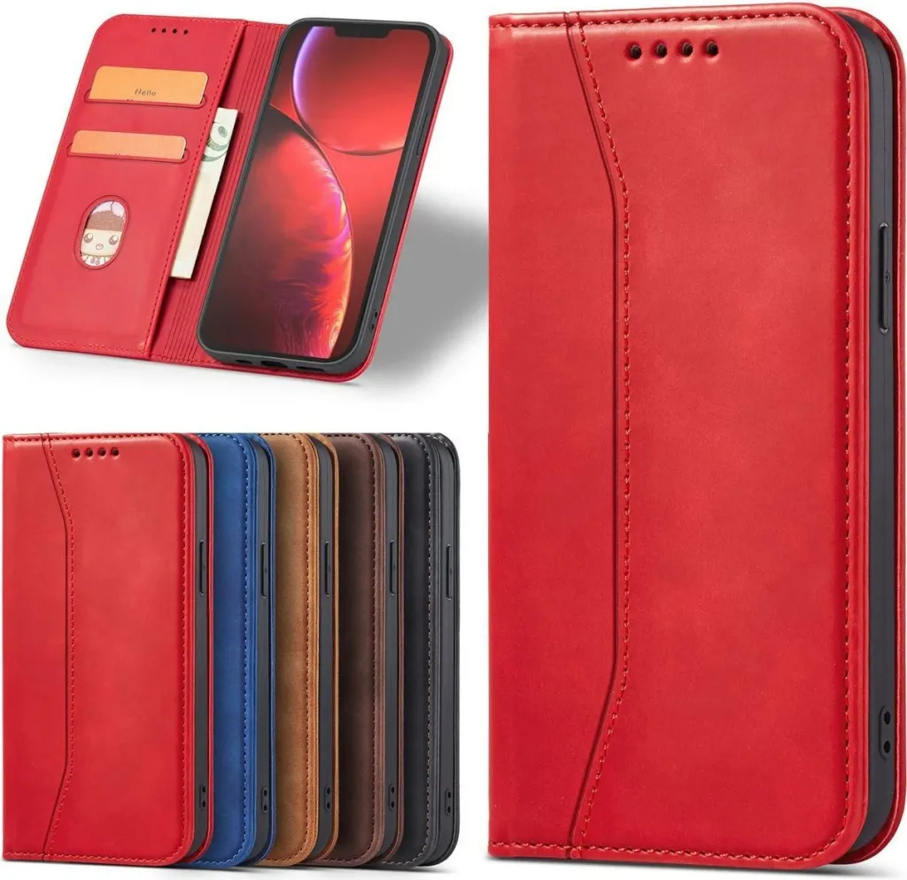 Mbështjellës Hurtel Magnet Fancy Case për iPhone 14 Pro, portofol, qëndrim, e kuqe - 15