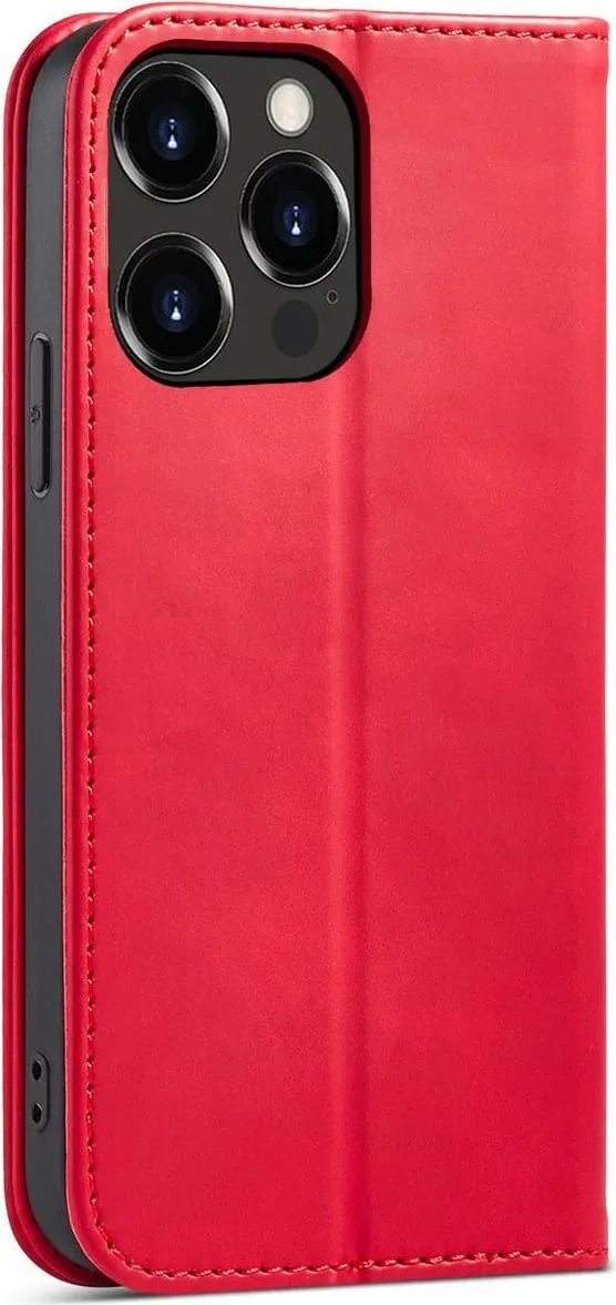 Mbështjellës Hurtel Magnet Fancy Case për iPhone 14 Pro, portofol, qëndrim, e kuqe - 6