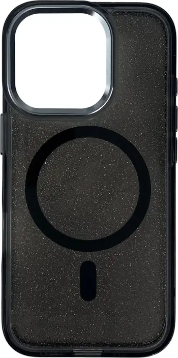 Mbështjellës Hurtel Glitter Case MagSafe për iPhone 16 Pro Max, i zi me shkëlqim