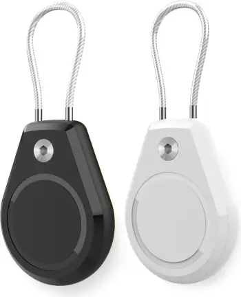 Mbështjellës Hurtel për Apple AirTag, WAT-61-0Y1S, 2 copë, i bardhë + i zi, me kabllo çeliku, waterproof