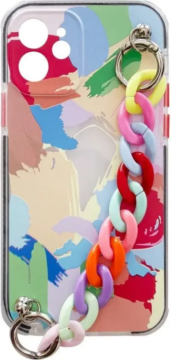 Mbështjellës Hurtel për iPhone 13 mini me varëse zinxhir shumëngjyrëshe