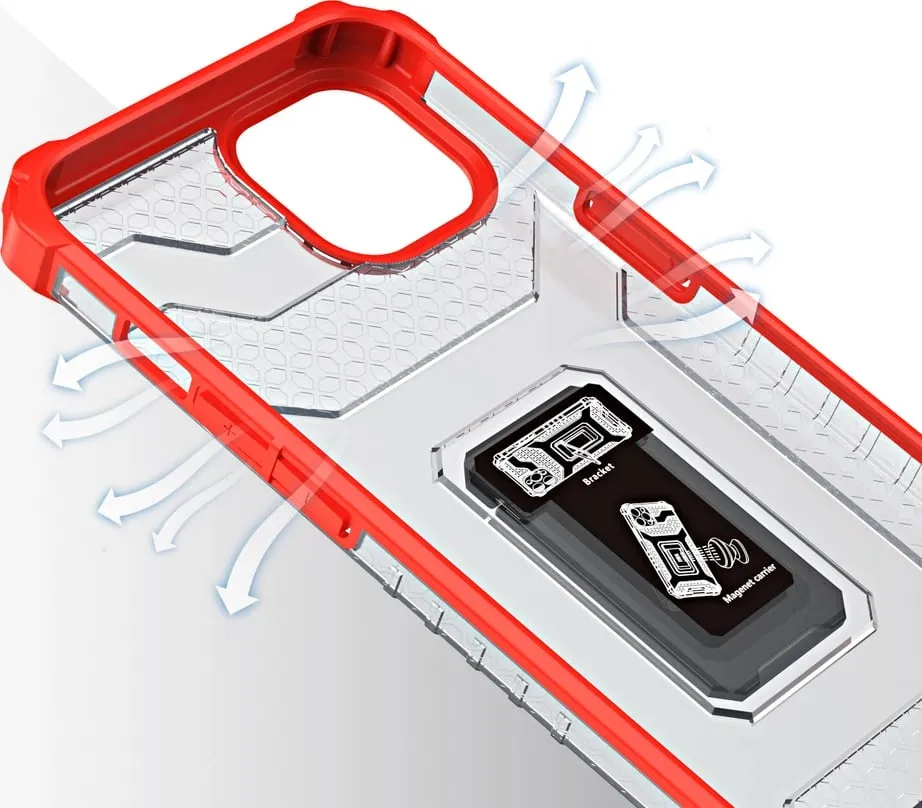 Mbështjellës Hurtel Crystal Ring Case për iPhone 13, me mbajtëse, Kuq - 4