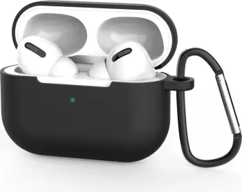 Mbështjellës Hurtel për AirPods Pro/Pro 2, silikon i butë, me karabiner, i zi