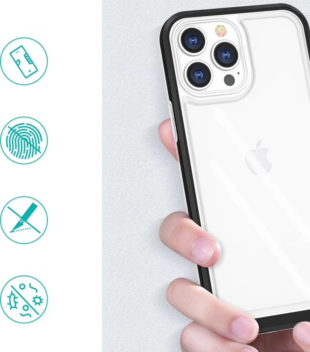 Mbështjellës Hurtel Clear 3in1 për iPhone 14 Plus, kornizë e kuqe, transparent - 2