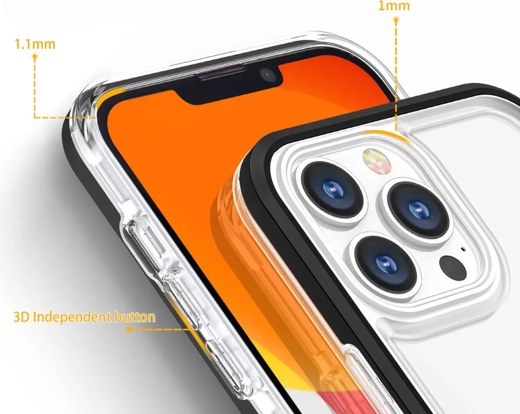 Mbështjellës Hurtel Clear 3in1 për iPhone 14 Plus, kornizë e kuqe, transparent - 3
