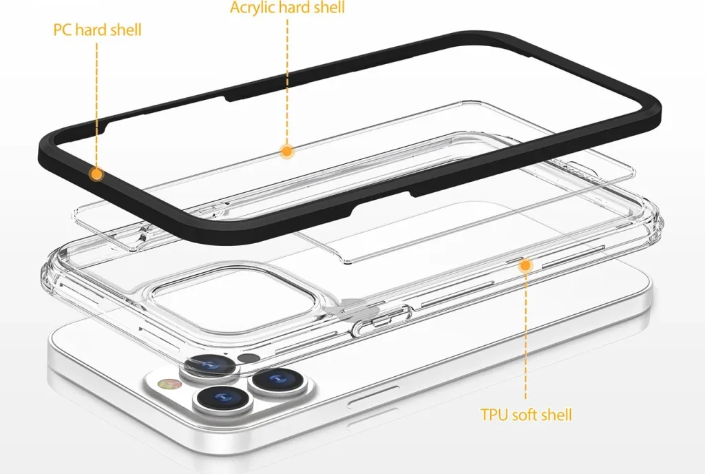 Mbështjellës Hurtel Clear 3in1 për iPhone 14 Plus, kornizë e kuqe, transparent - 6