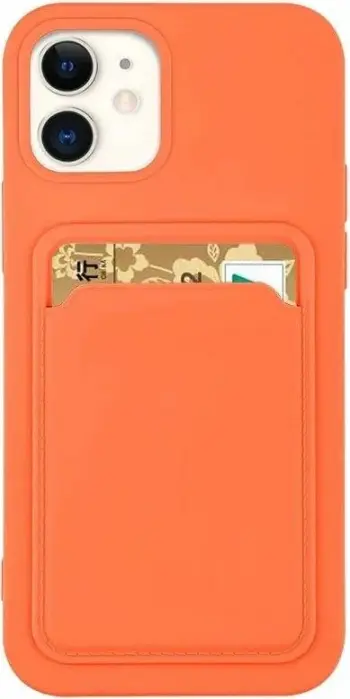 Mbështjellës Hurtel Card Case për iPhone 13 Pro Max, silikon, me xhep për kartela, portokalli