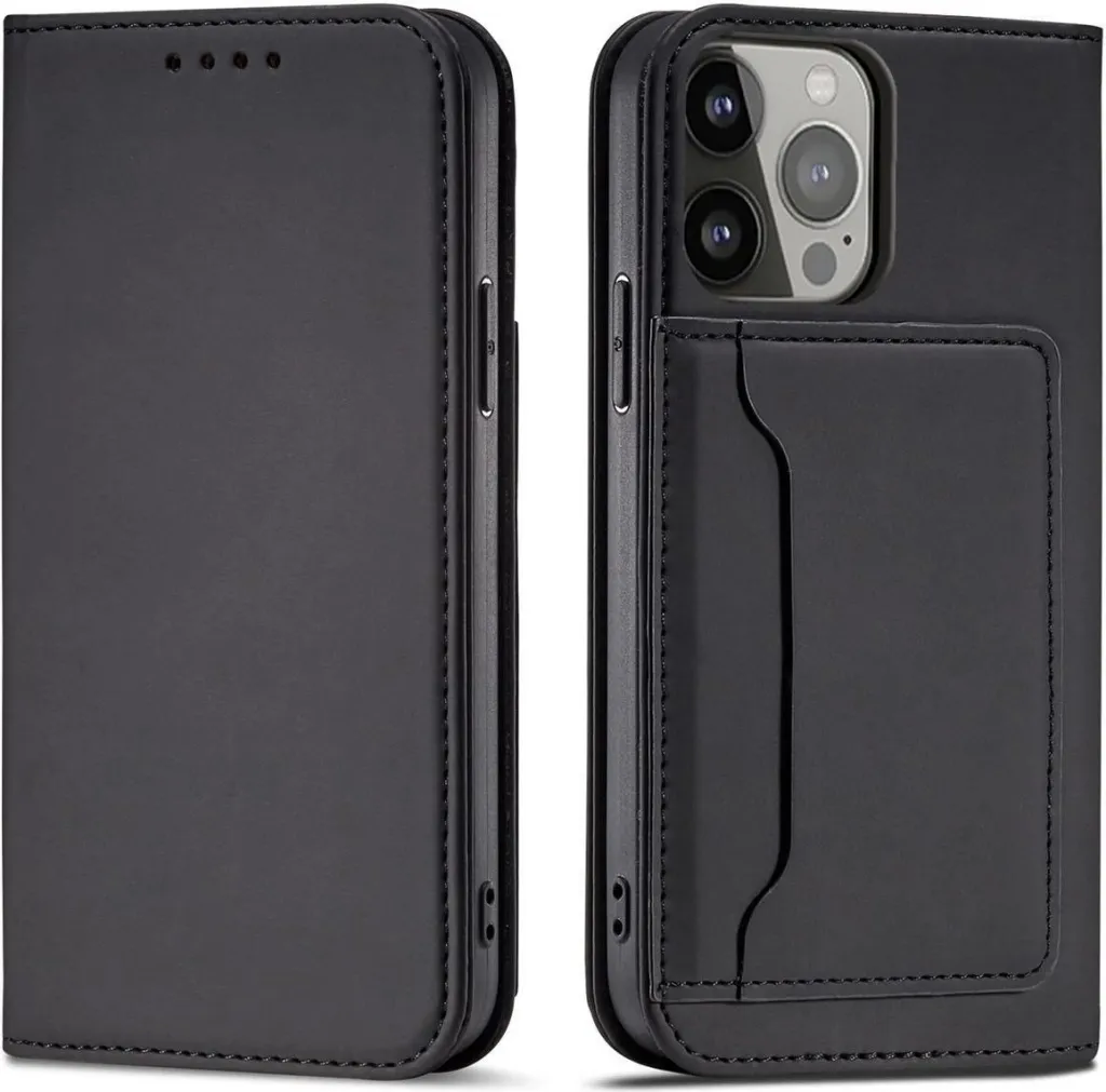 Mbështjellës Hurtel Magnet Card Case për iPhone 14, portofol, mbajtës, e zezë - 1