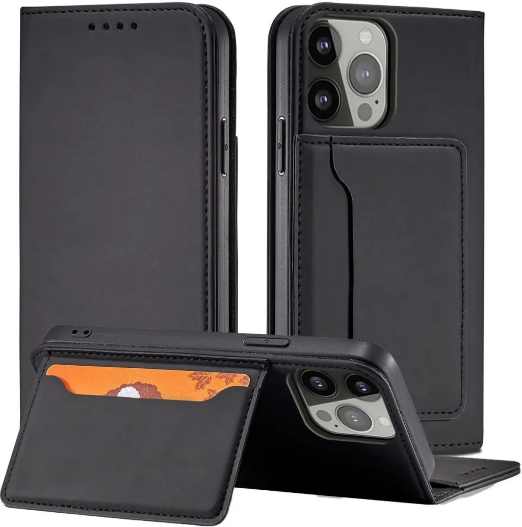 Mbështjellës Hurtel Magnet Card Case për iPhone 14, portofol, mbajtës, e zezë - 2
